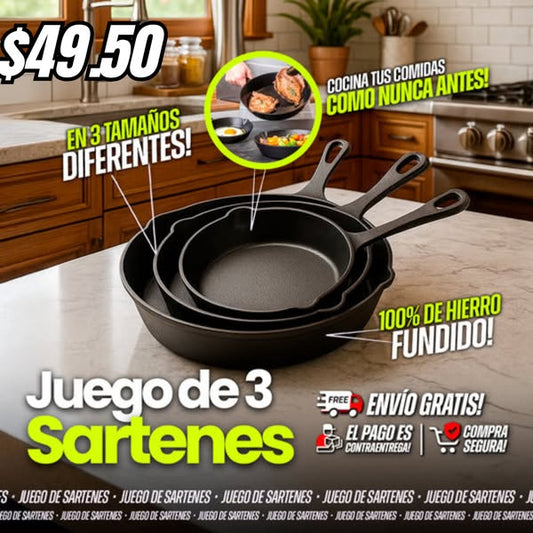 Sarten de hierrro x3