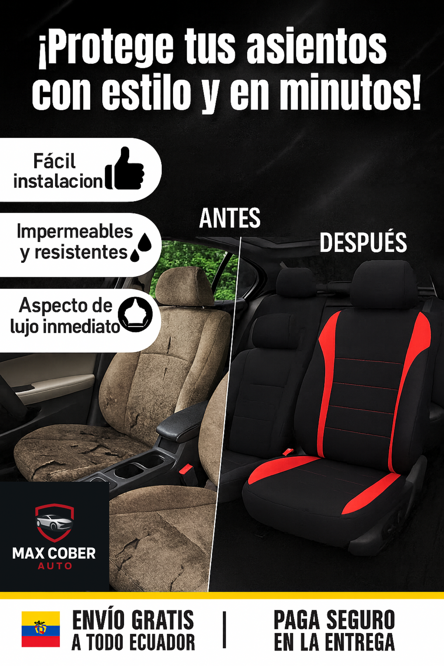 MaxCover® Kit de Forros para Carro de 5 Asientos
